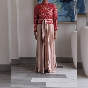 Flowy Formal Dress | Red/Gold Size M (w/Red Scarf)